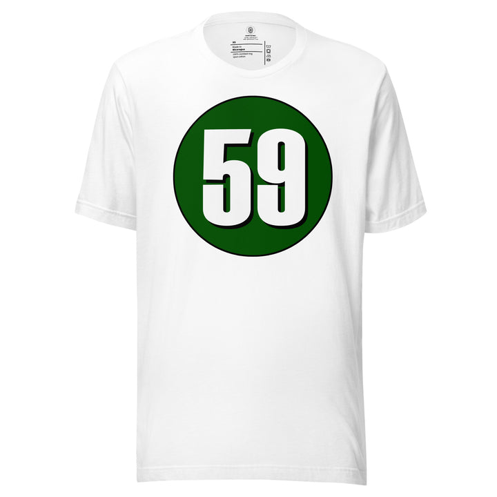 Unisex t-shirt: White on Hunter Green 59