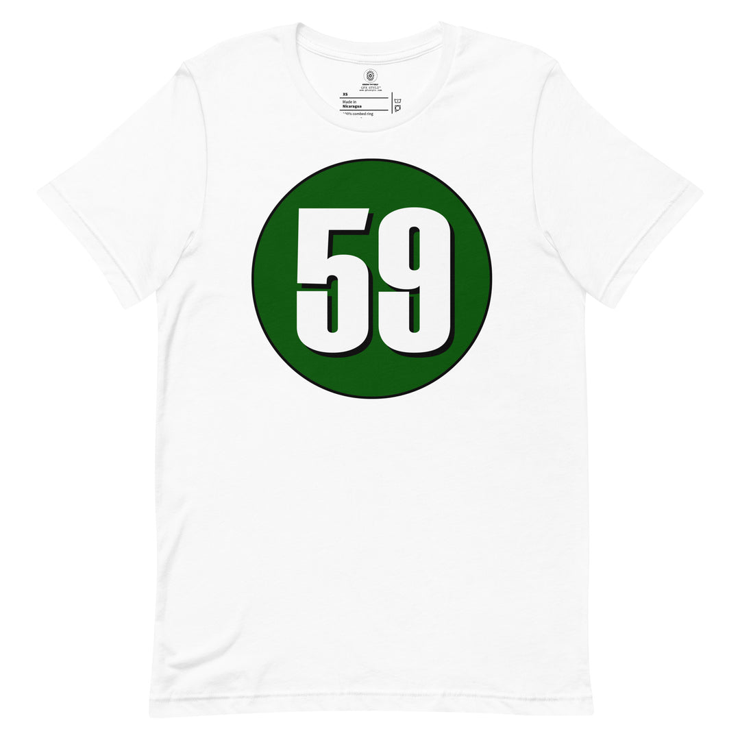 Unisex t-shirt: White on Hunter Green 59