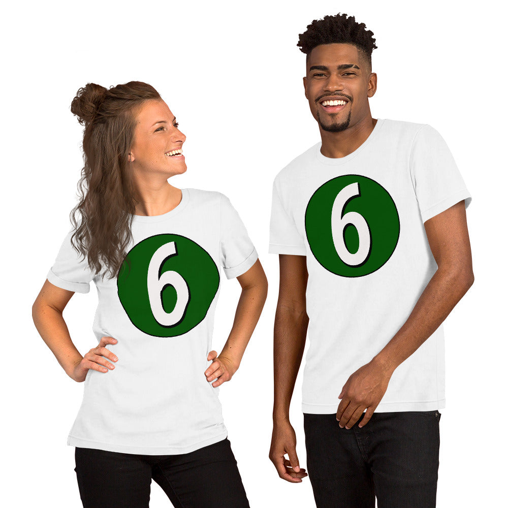 Unisex t-shirt: White on Hunter Green 6