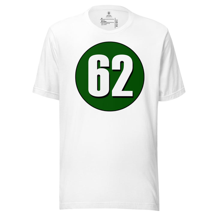 Unisex t-shirt: White on Hunter Green 62