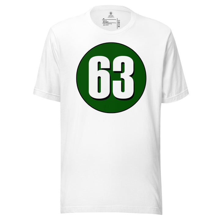 Unisex t-shirt: White on Hunter Green 63