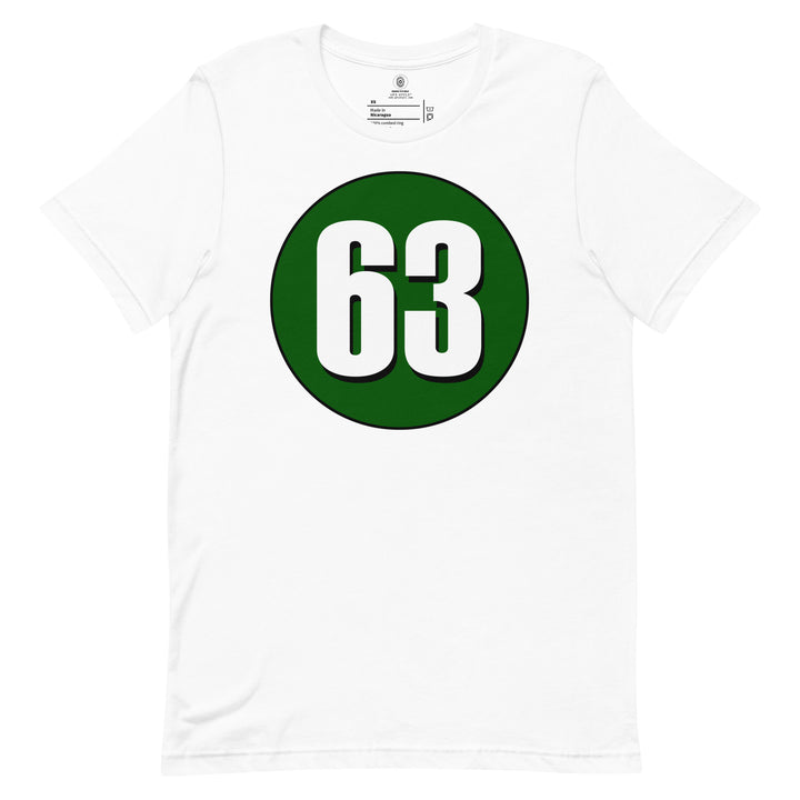 Unisex t-shirt: White on Hunter Green 63