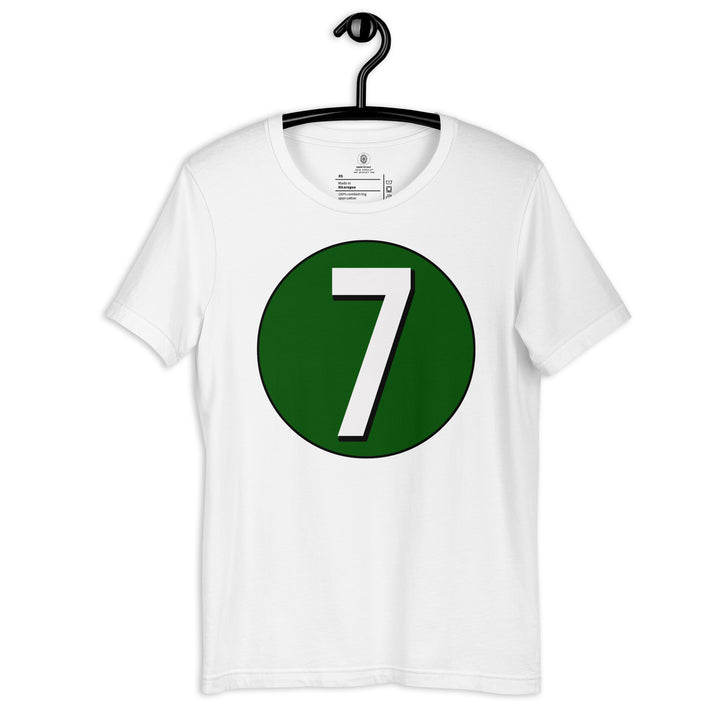 Unisex t-shirt: White on Hunter Green 7