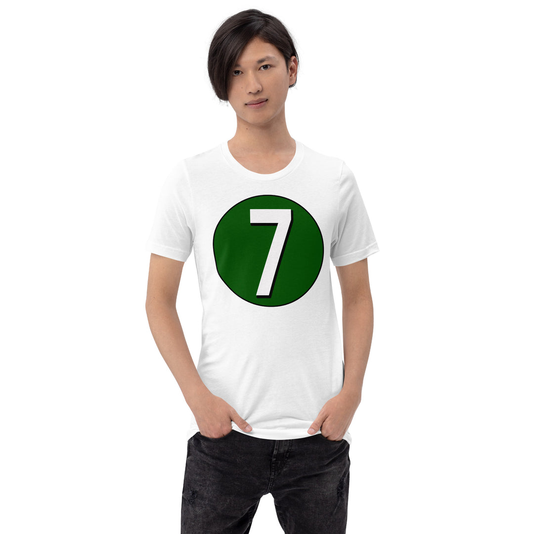 Unisex t-shirt: White on Hunter Green 7