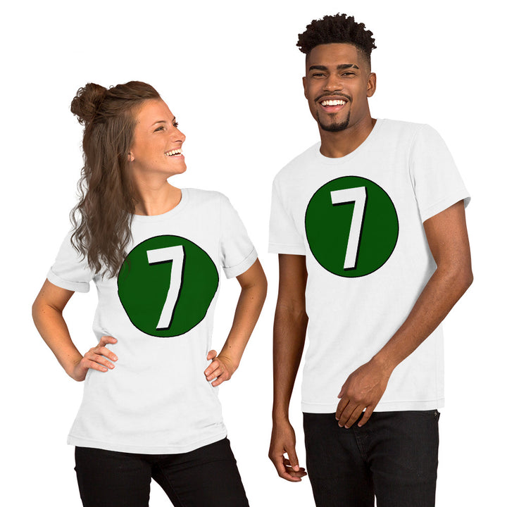 Unisex t-shirt: White on Hunter Green 7