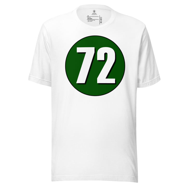 Unisex t-shirt: White on Hunter Green 72