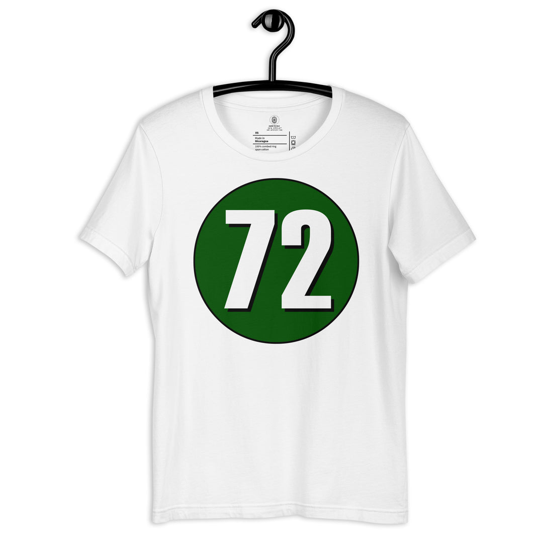 Unisex t-shirt: White on Hunter Green 72