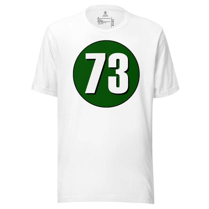 Unisex t-shirt: White on Hunter Green 73