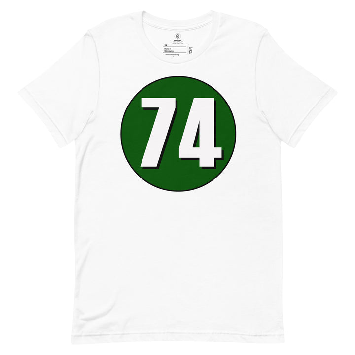 Unisex t-shirt: White on Hunter Green 74