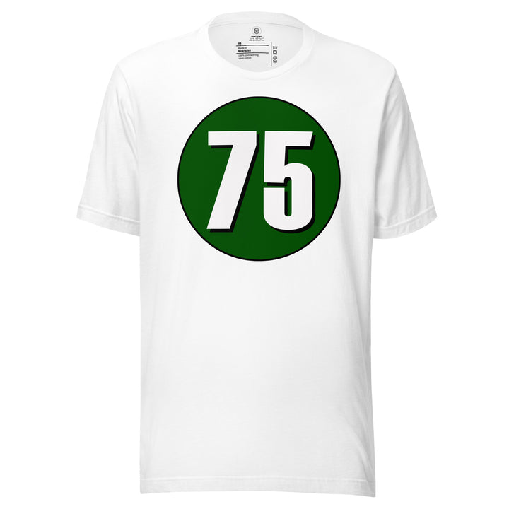 Unisex t-shirt: White on Hunter Green 75