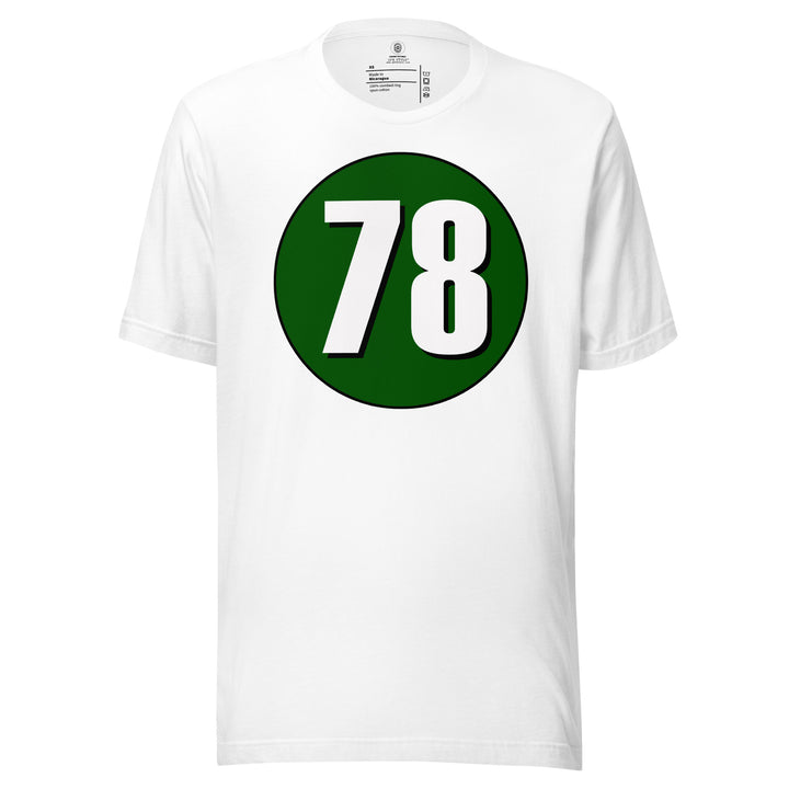 Unisex t-shirt: White on Hunter Green 78