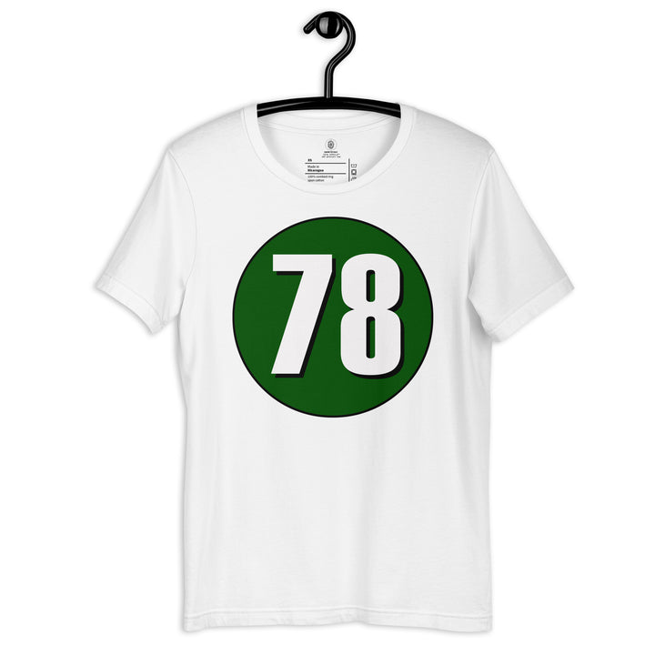 Unisex t-shirt: White on Hunter Green 78