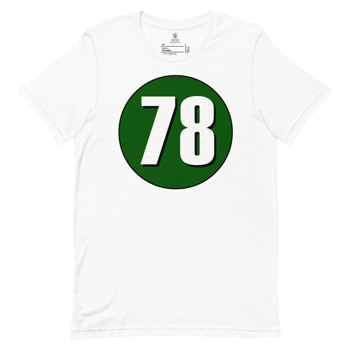 Unisex t-shirt: White on Hunter Green 78