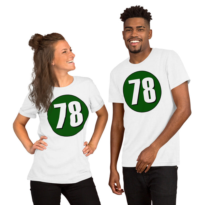 Unisex t-shirt: White on Hunter Green 78