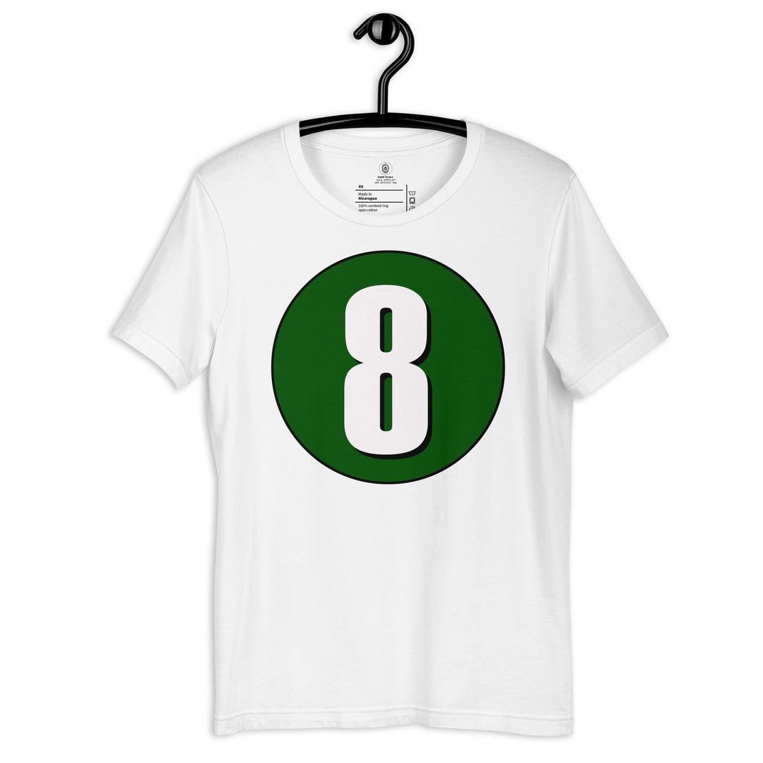 Unisex t-shirt: White on Hunter Green 8