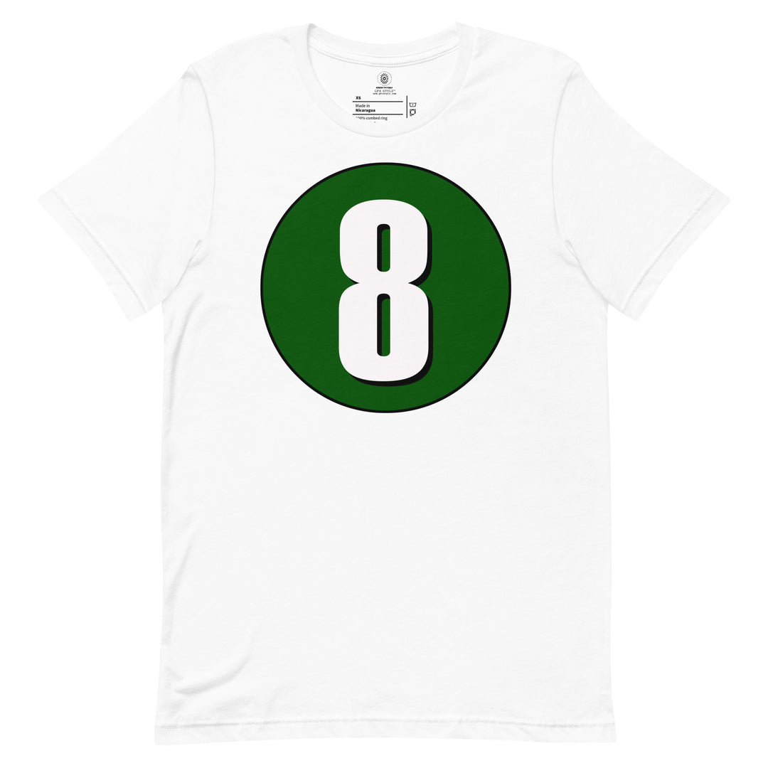 Unisex t-shirt: White on Hunter Green 8