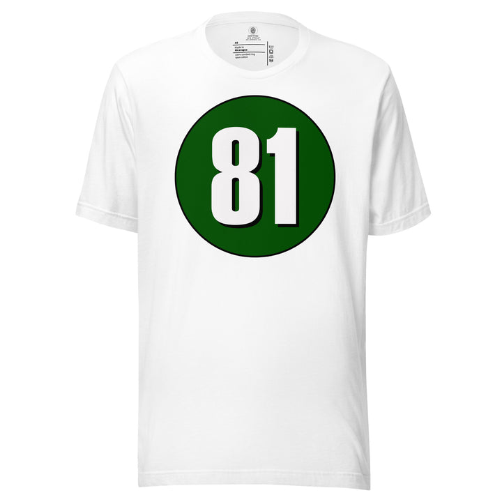 Unisex t-shirt: White on Hunter Green 81