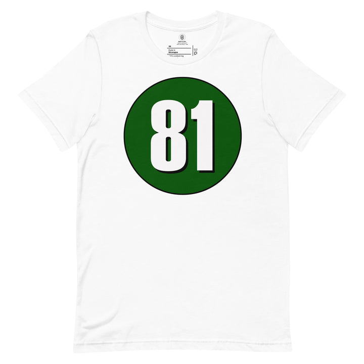 Unisex t-shirt: White on Hunter Green 81