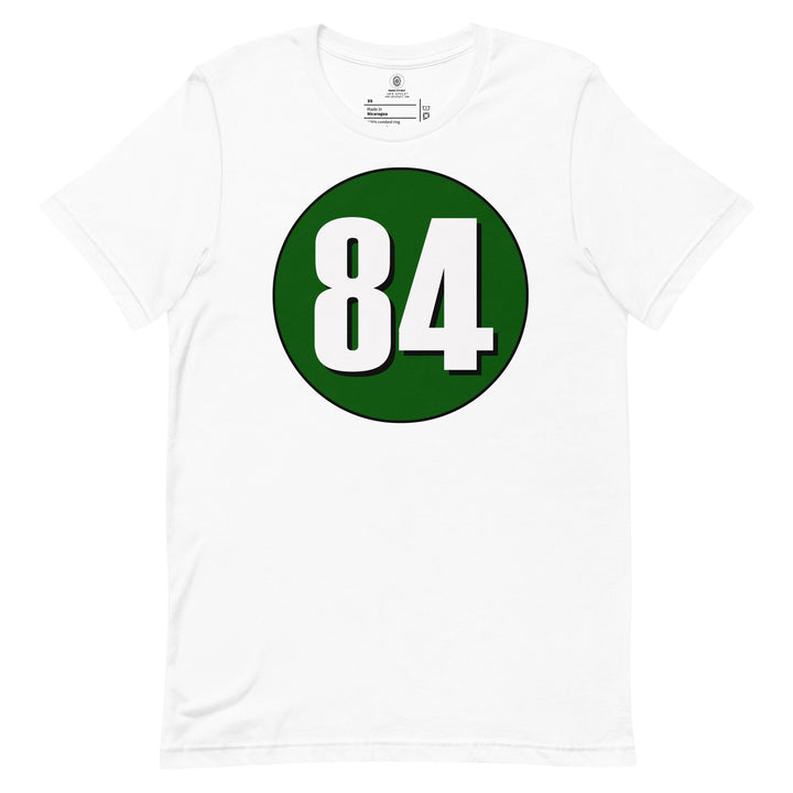 Unisex t-shirt: White on Hunter Green 84