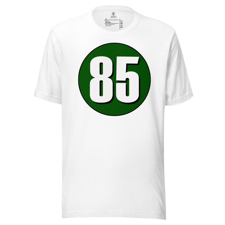 Unisex t-shirt: White on Hunter Green 85