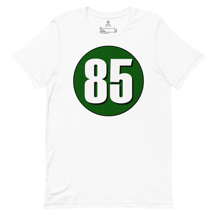 Unisex t-shirt: White on Hunter Green 85