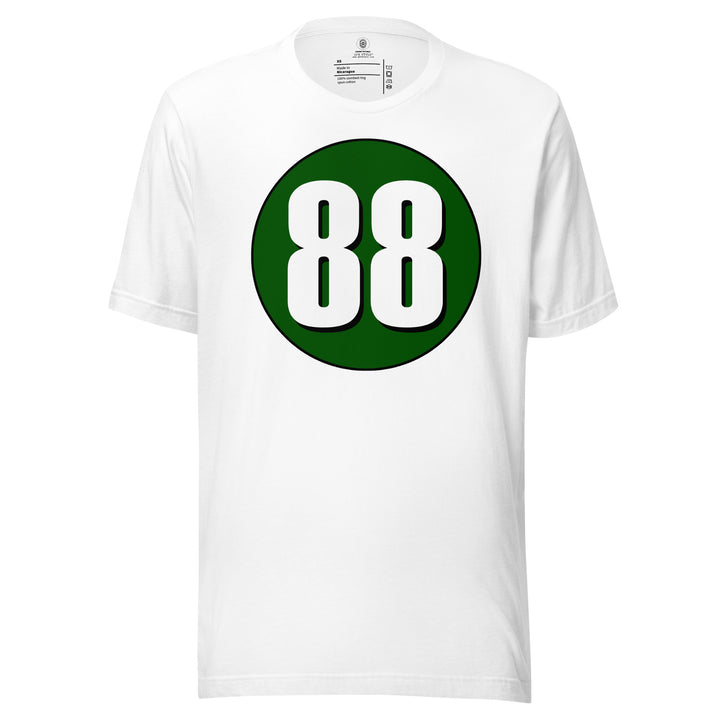 Unisex t-shirt: White on Hunter Green 88