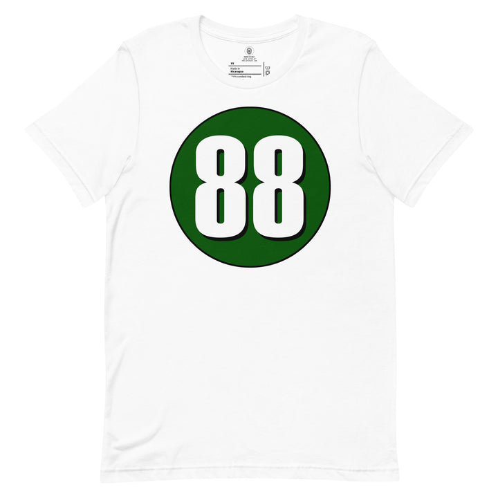 Unisex t-shirt: White on Hunter Green 88