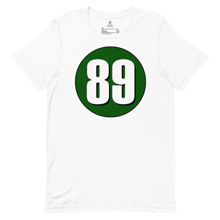 Unisex t-shirt: White on Hunter Green 89