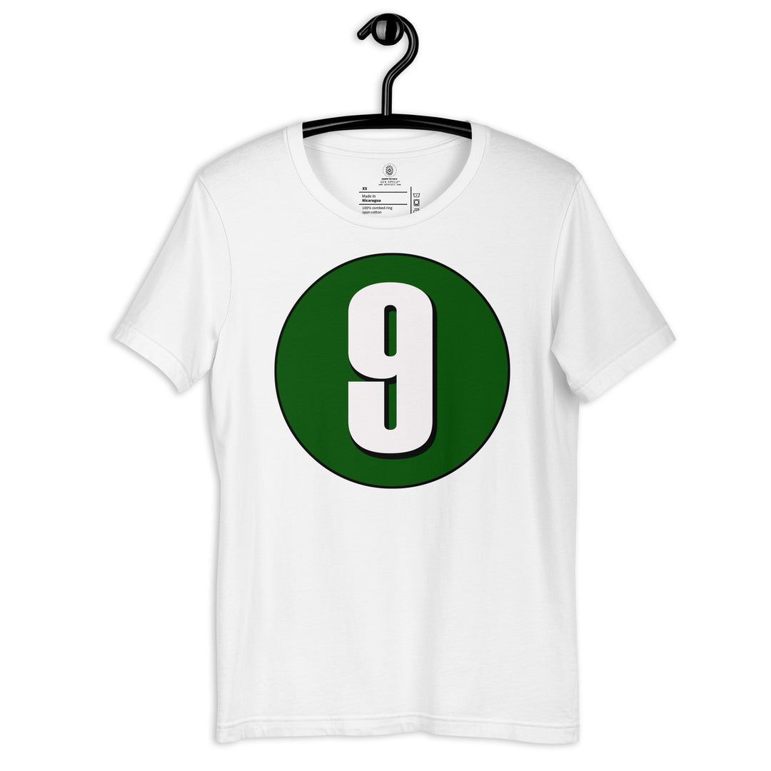 Unisex t-shirt: White on Hunter Green 9