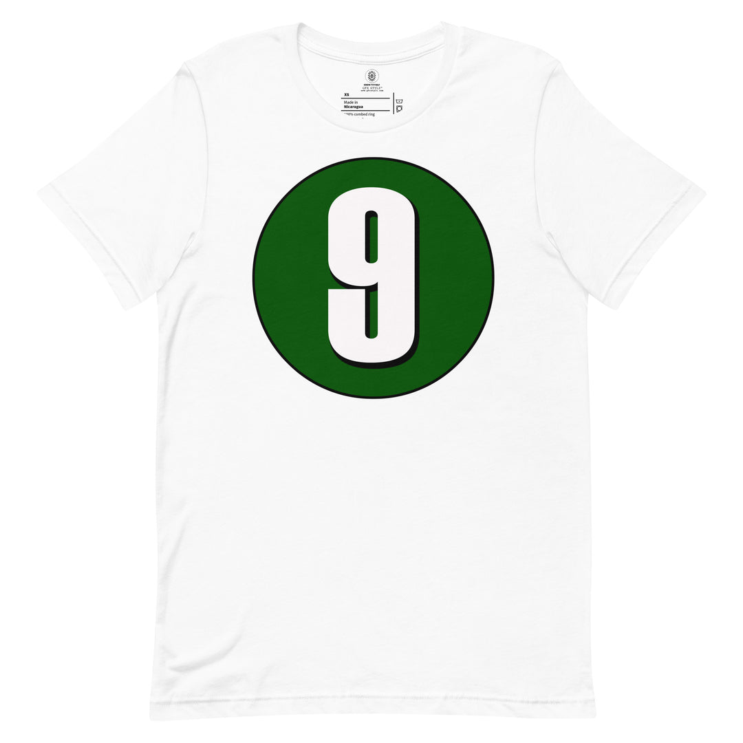 Unisex t-shirt: White on Hunter Green 9