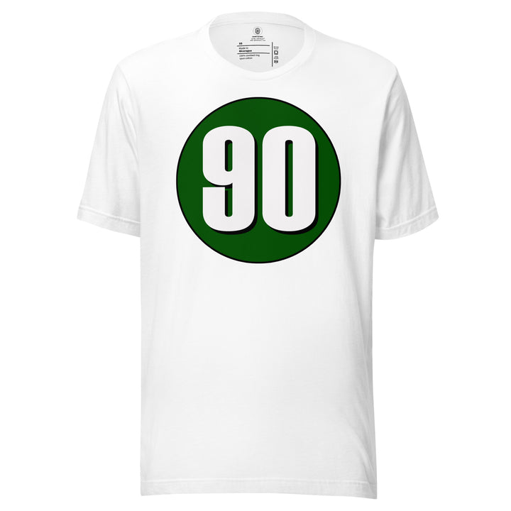 Unisex t-shirt: White on Hunter Green 90