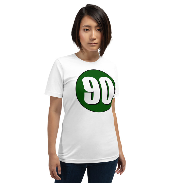 Unisex t-shirt: White on Hunter Green 90