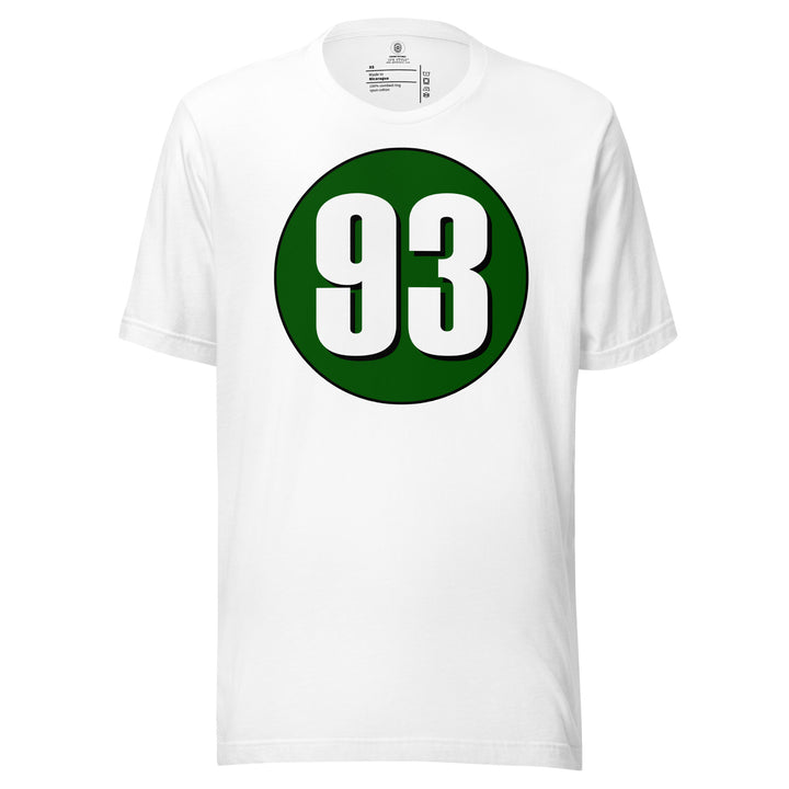 Unisex t-shirt: White on Hunter Green 93