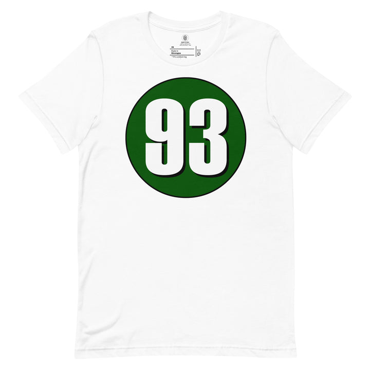 Unisex t-shirt: White on Hunter Green 93