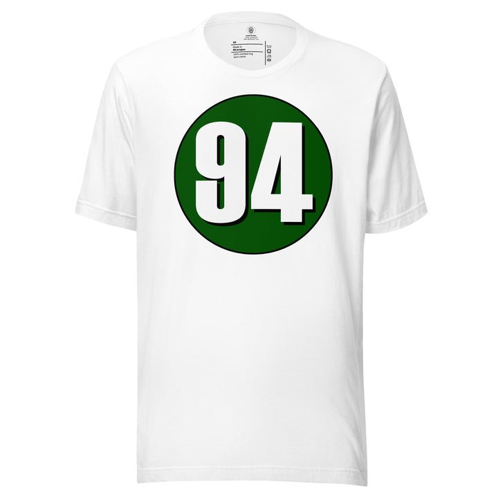 Unisex t-shirt: White on Hunter Green 94