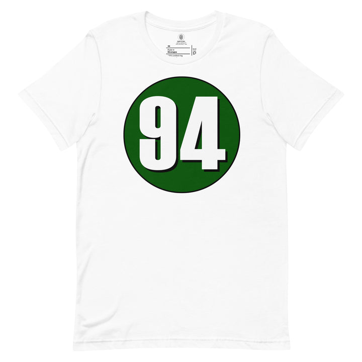 Unisex t-shirt: White on Hunter Green 94