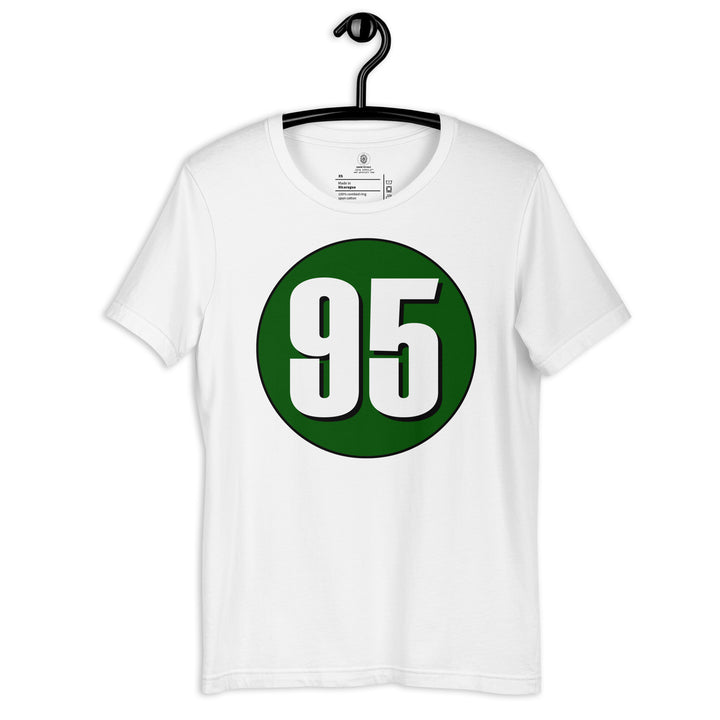 Unisex t-shirt: White on Hunter Green 95