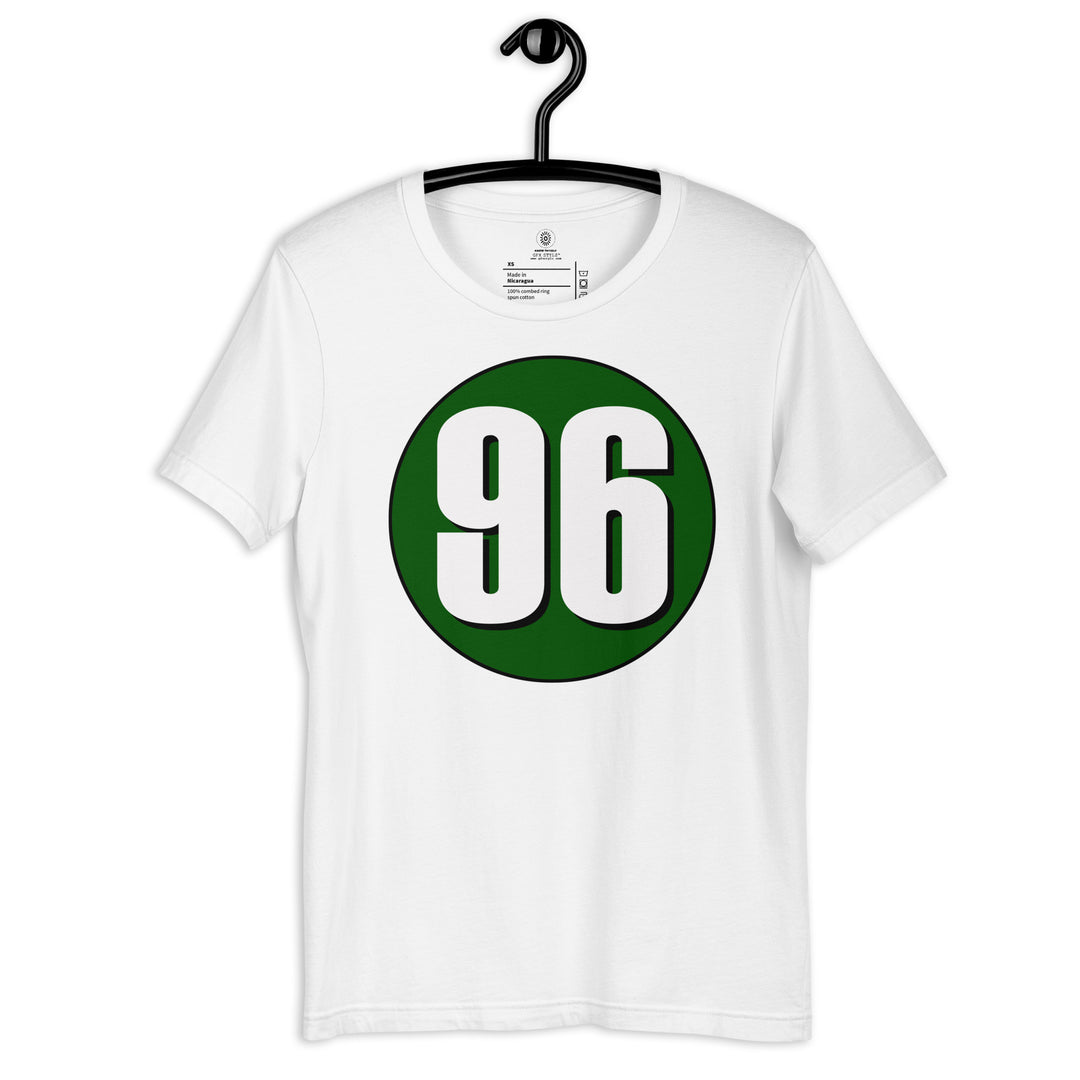 Unisex t-shirt: White on Hunter Green 96