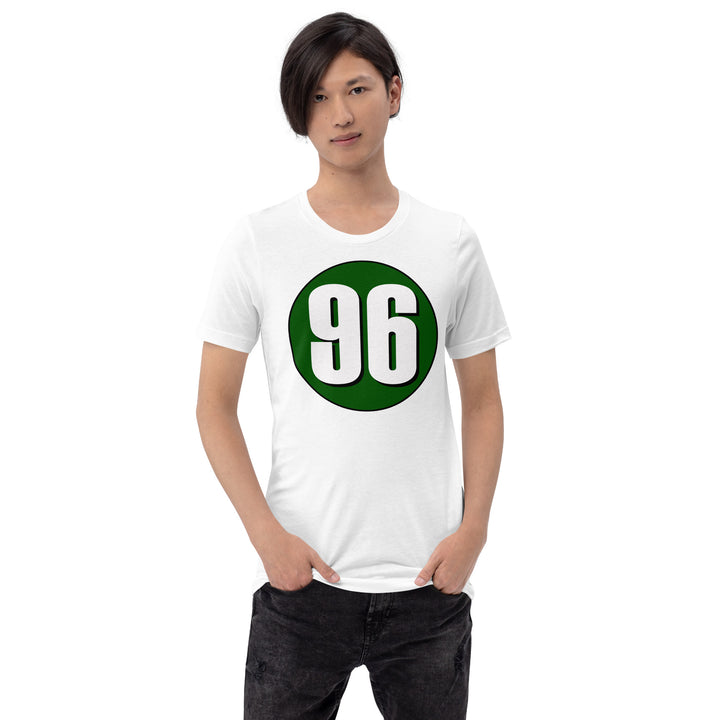 Unisex t-shirt: White on Hunter Green 96