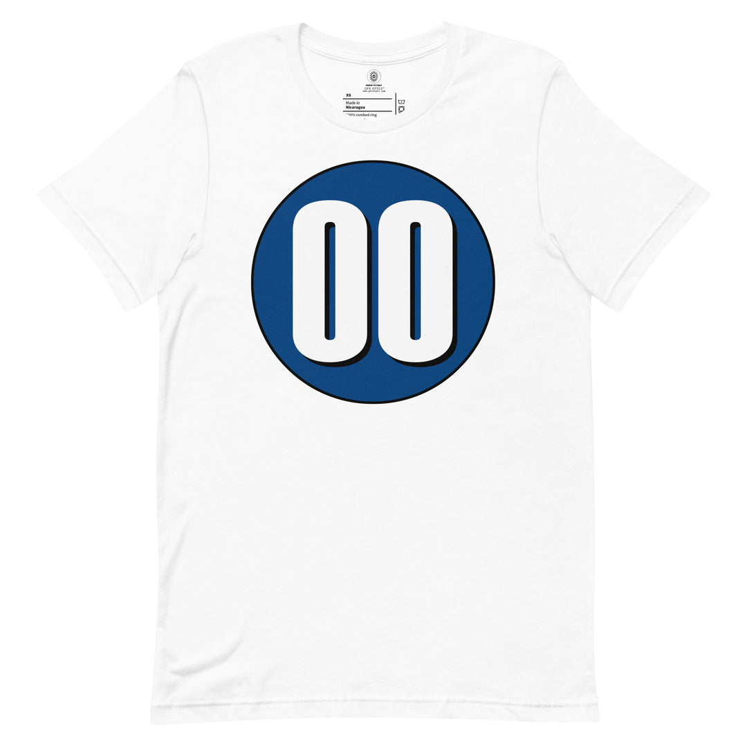 Unisex t-shirt: White on Navy Blue 00