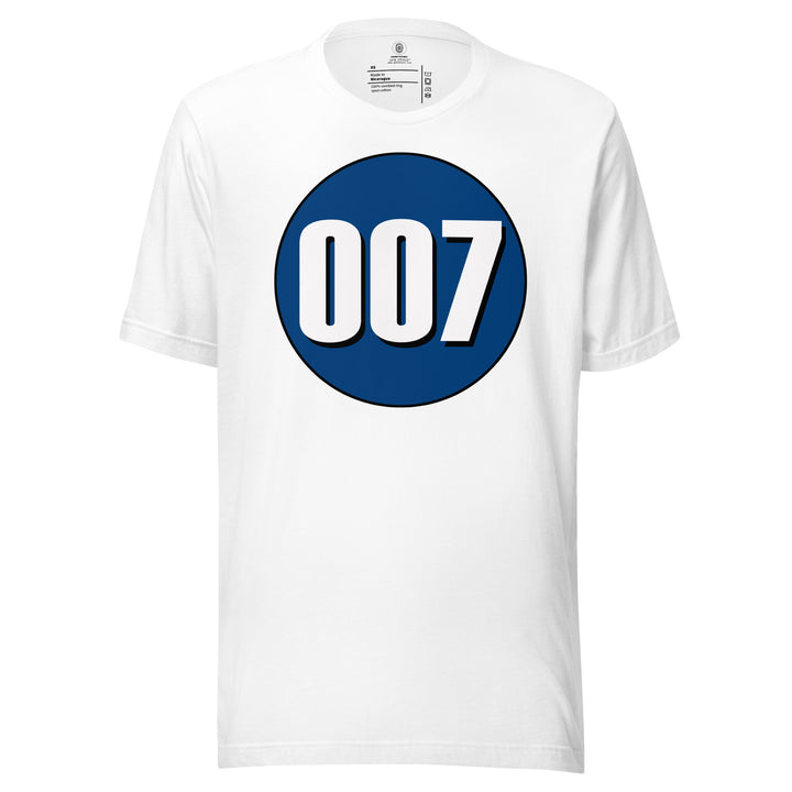 Unisex t-shirt: White on Navy Blue 007