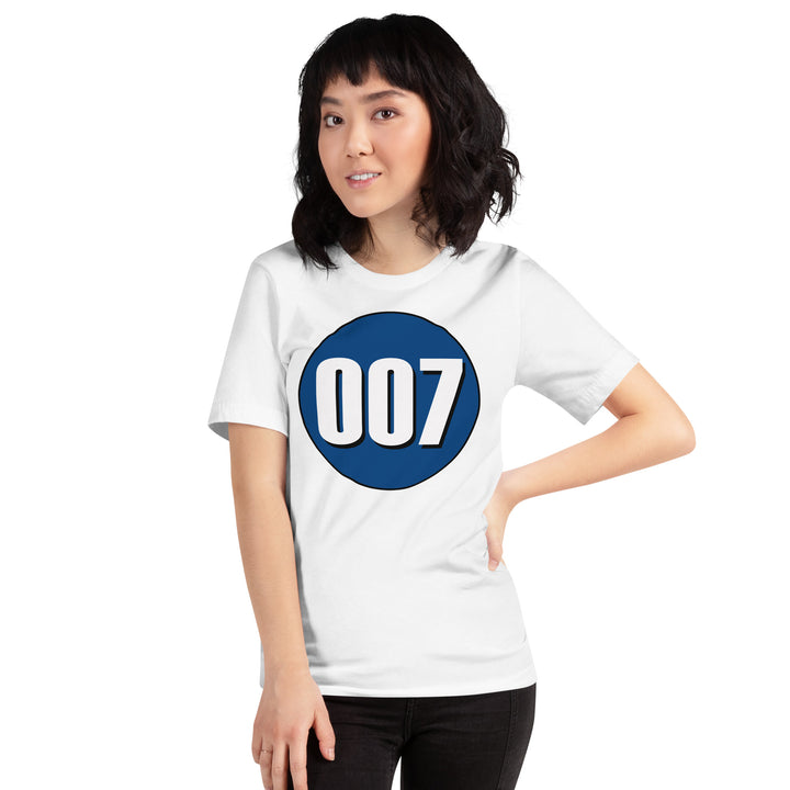 Unisex t-shirt: White on Navy Blue 007