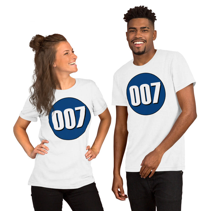 Unisex t-shirt: White on Navy Blue 007