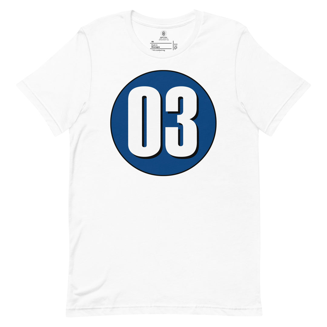 Unisex t-shirt: White on Navy Blue 03