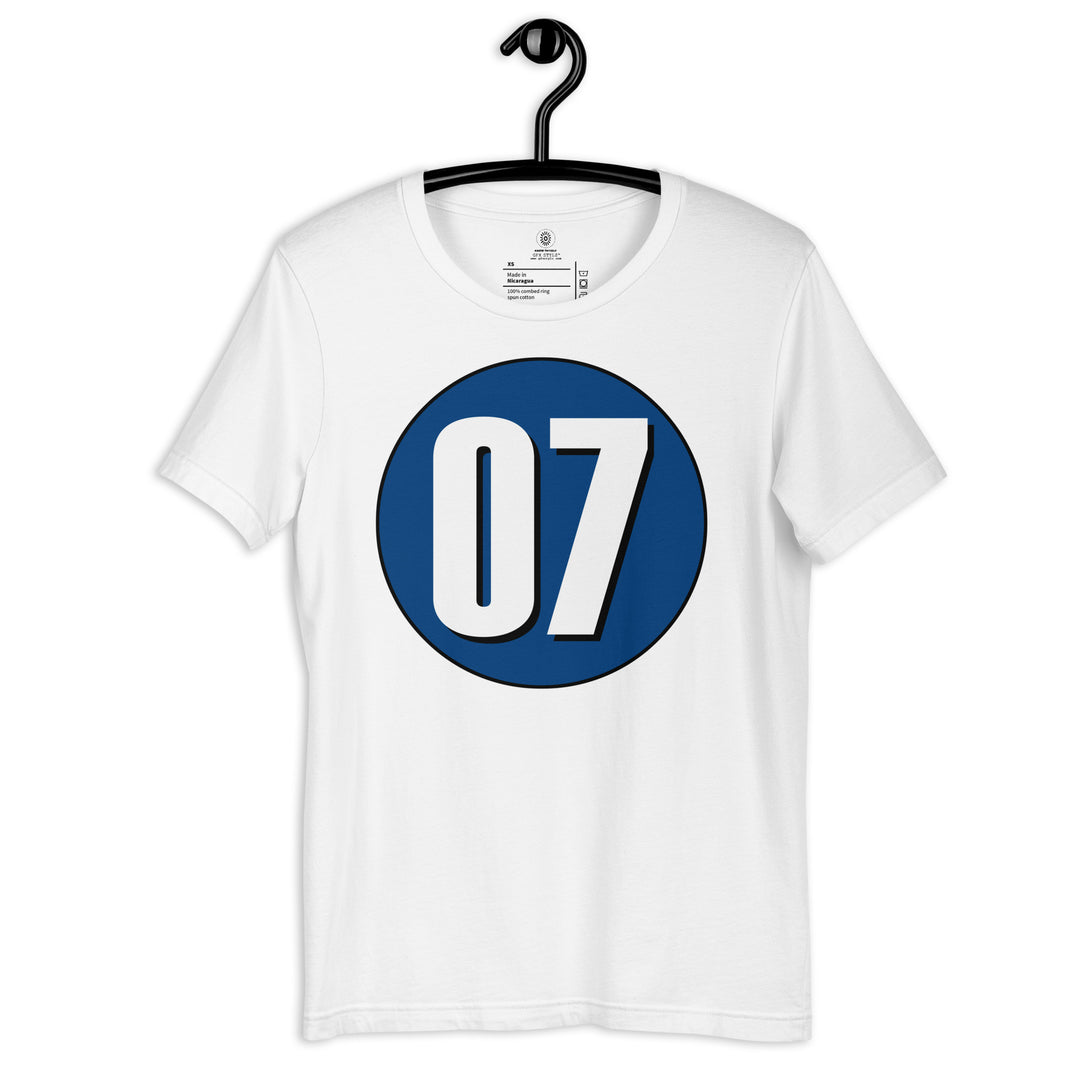 Unisex t-shirt: White on Navy Blue 07