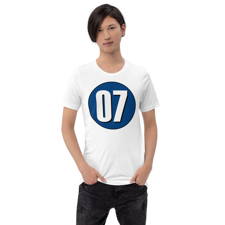 Unisex t-shirt: White on Navy Blue 07