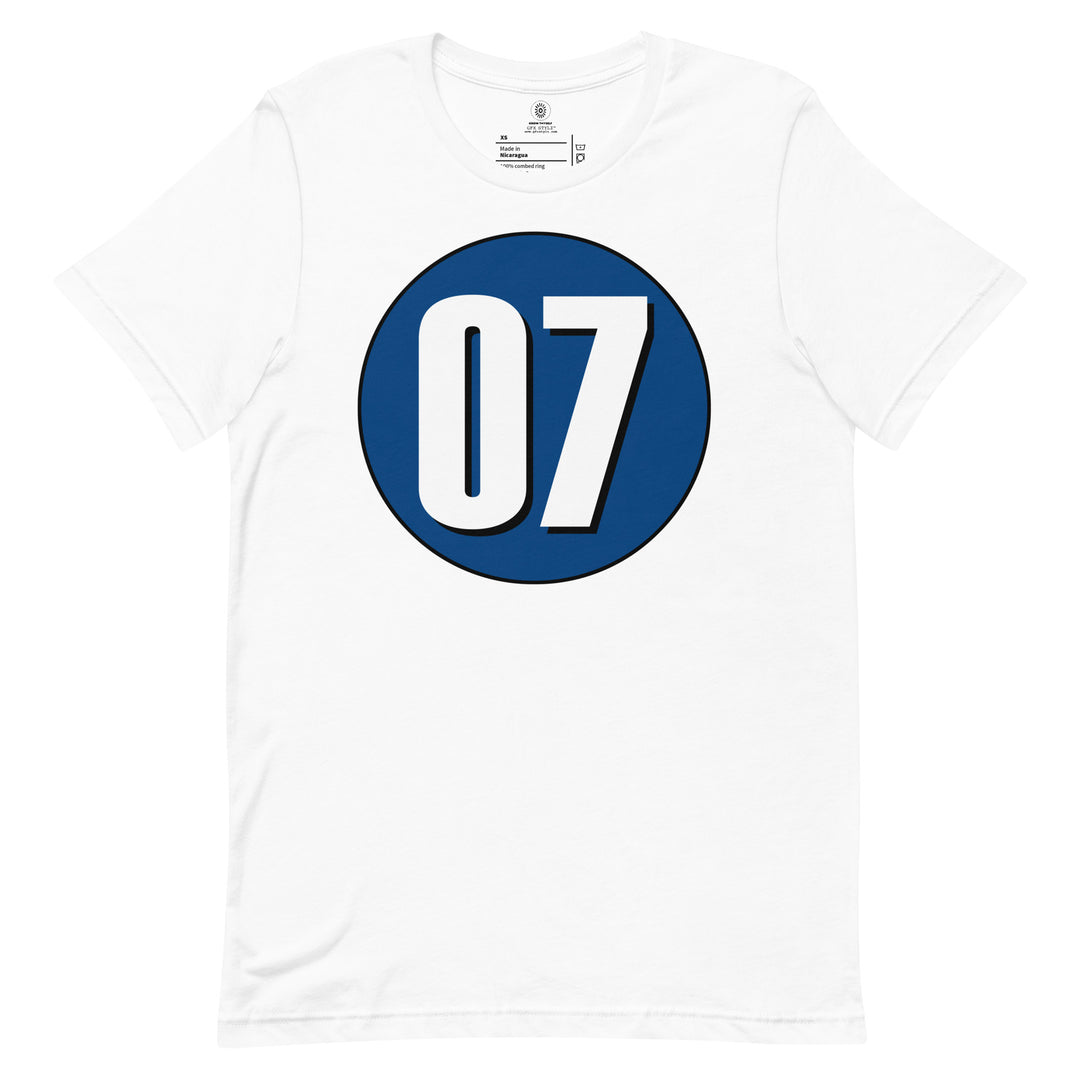 Unisex t-shirt: White on Navy Blue 07