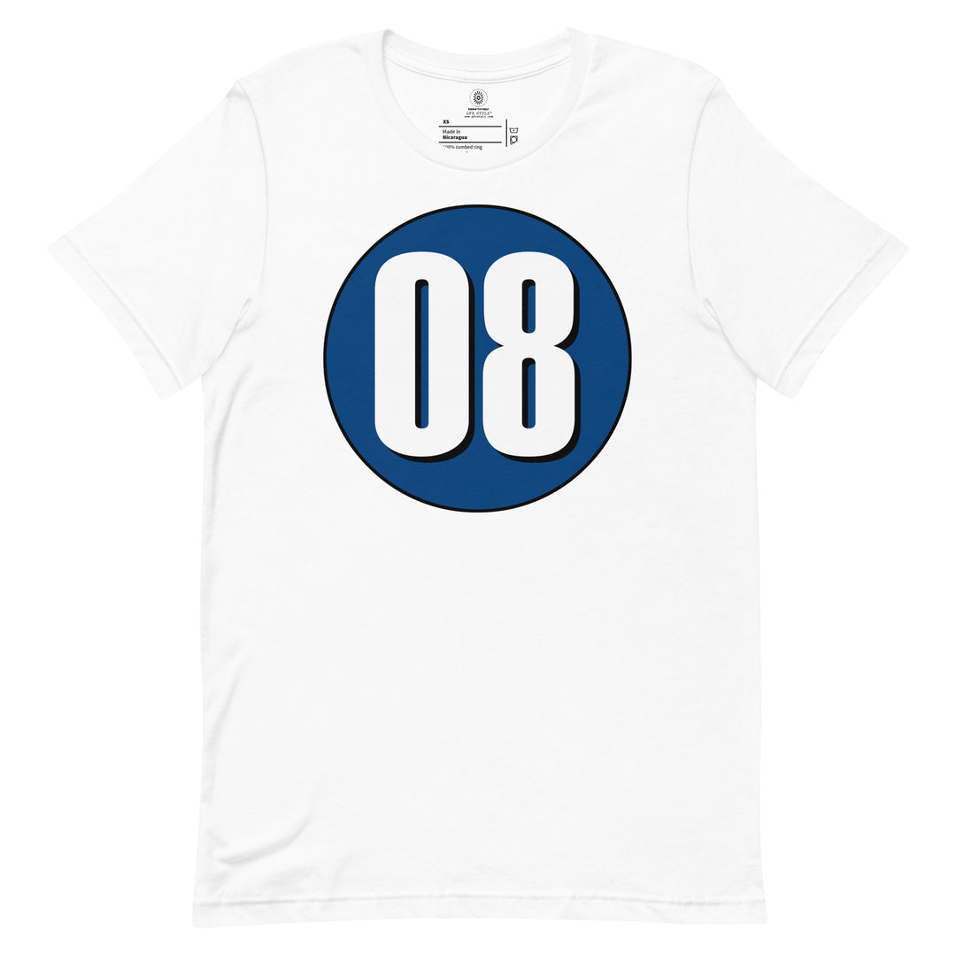 Unisex t-shirt: White on Navy Blue 08