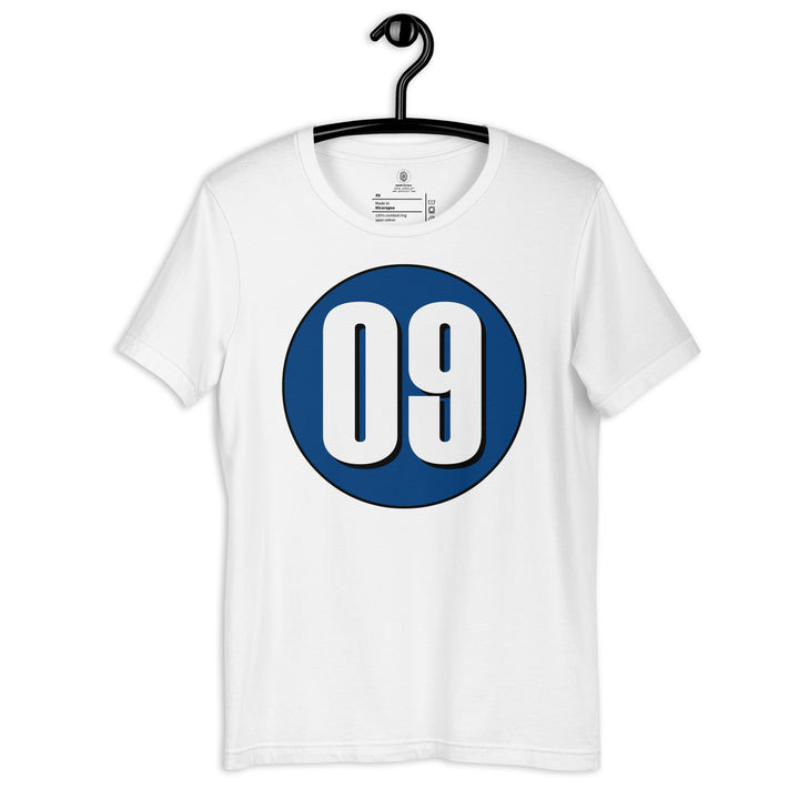 Unisex t-shirt: White on Navy Blue 09