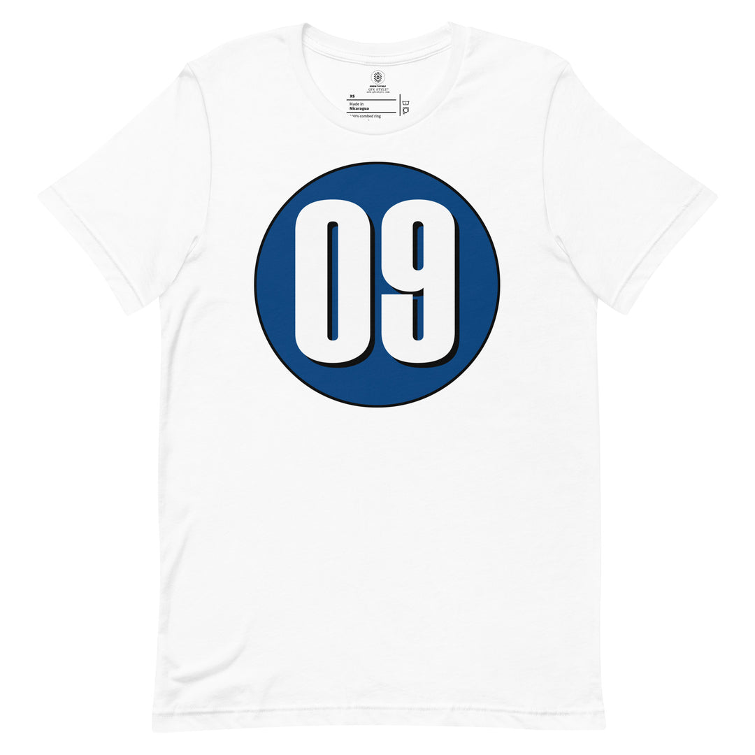 Unisex t-shirt: White on Navy Blue 09